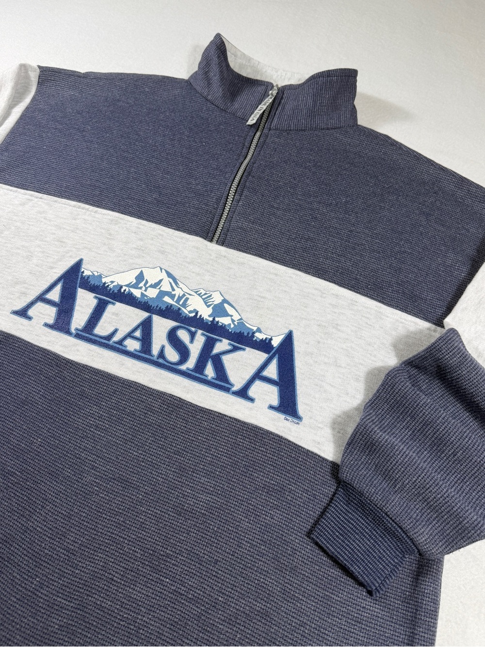 Men's Half-Zip Pullover Sweater - Navy & Light Gray